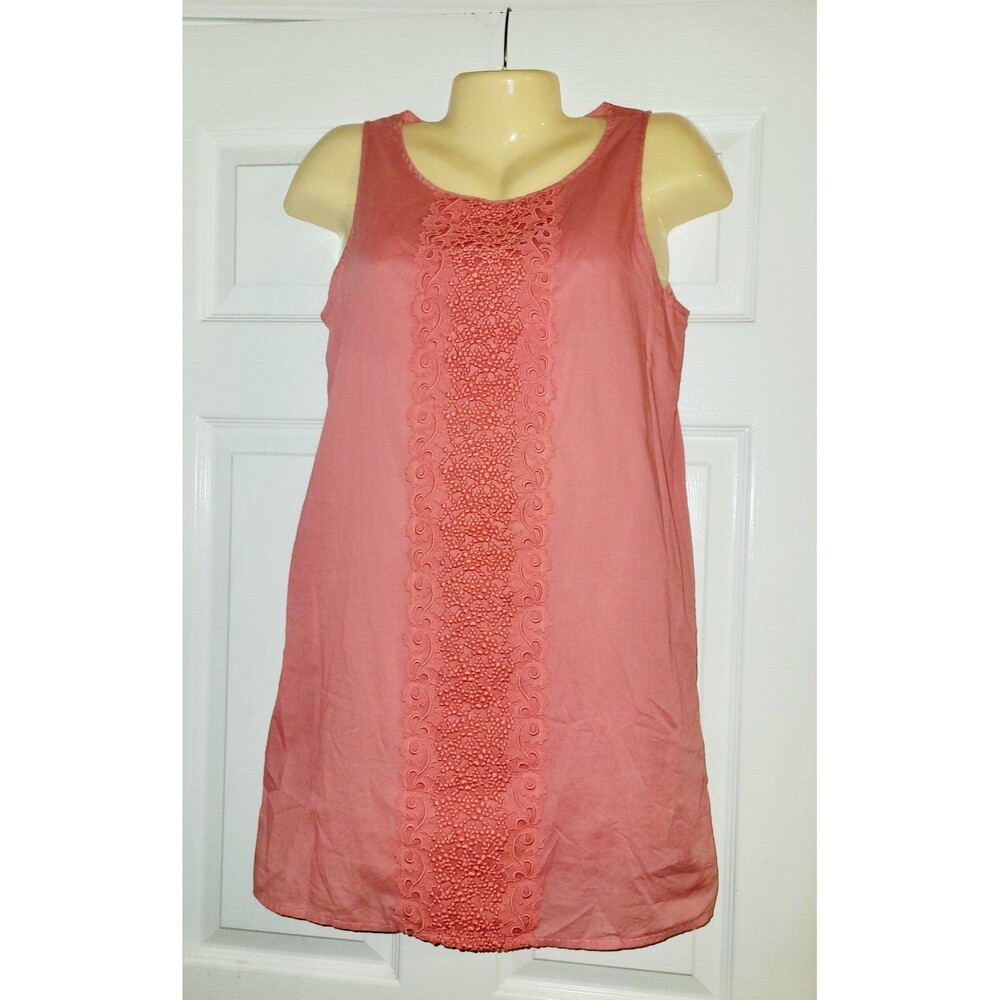 J Crew Dress Size XS Xtra Small Pink Coral Shift Crochet Lace Sleeveless Casual